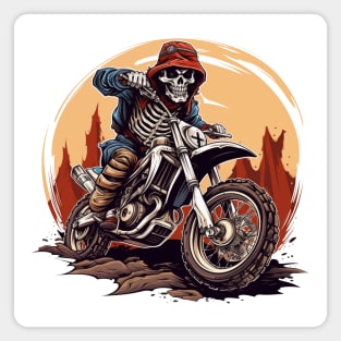 Skeleton Riding Dirt Bike Magnet